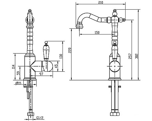 Смеситель для раковины Boheme Medici Ripresa 302-BSW Бронза
