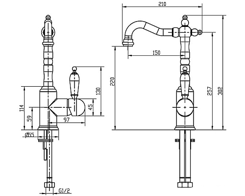 Смеситель для раковины Boheme Medici Ripresa 302-BSW Бронза