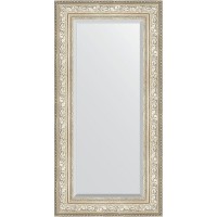 Зеркало Evoform Exclusive 120х60 BY 3504 с фацетом в багетной раме - Виньетка серебро 109 мм