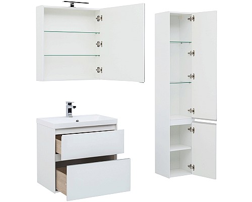 Тумба под раковину Aquanet Гласс 70 206700 подвесной Белая