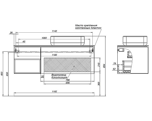 Тумба под раковину Allen Brau Infinity 120 R 1.21008.WM подвесная Белая матовая