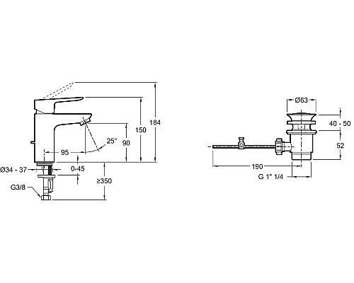 Смеситель для раковины Jacob Delafon Oscar E29842-BL Черный матовый