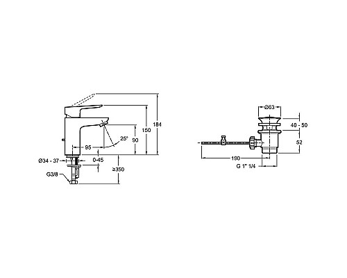 Смеситель для раковины Jacob Delafon Oscar E29842-BL Черный матовый