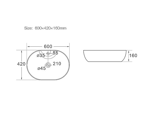 Раковина керамическая накладная SantiLine SL-1023