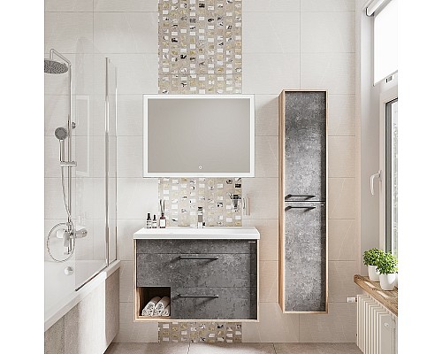 Шкаф пенал Grossman Реал 30 303007 подвесной Веллингтон Бетон Арья