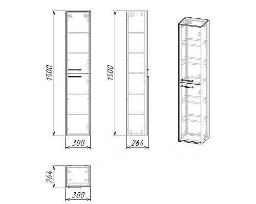 Шкаф пенал Grossman Реал 30 303007 подвесной Веллингтон Бетон Арья