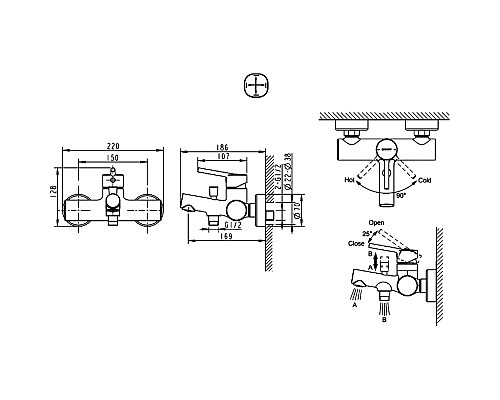 Смеситель для ванны Bravat Palace F6172217BM-01-RUS Черный матовый