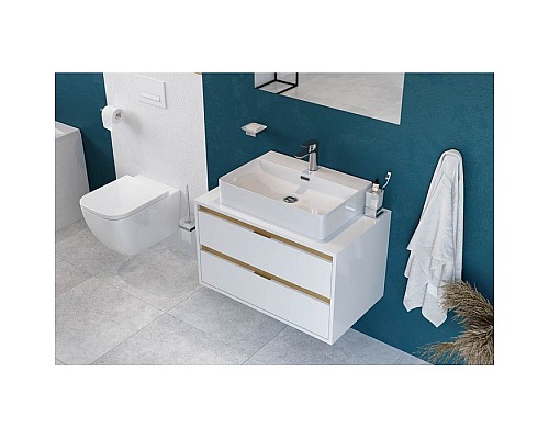 Тумба под накладную раковину Excellent Tuto 60 см белый/дуб, 2 ящика