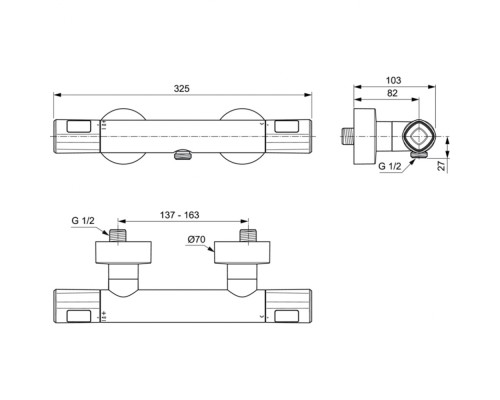 Смеситель для душа Ideal Standard Ceratherm T100 A7229AA с термостатом Хром