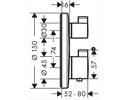 Смеситель для ванны,для душа Hansgrohe Ecostat S 15758000