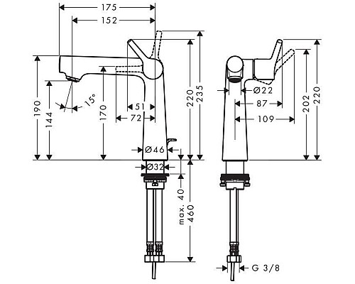 Смеситель для раковины Hansgrohe Talis S 72113000