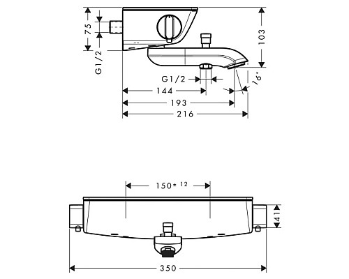 Смеситель для ванны,для душа Hansgrohe Ecostat Select 13141000