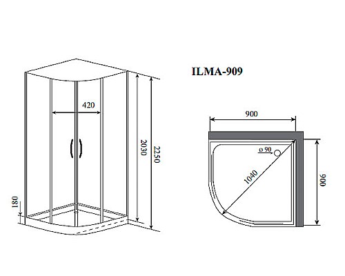 Душевая кабина Timo Premium 90x90 ILMA909 без гидромассажа Душевая кабина Timo Premium 90x90 ILMA909 без гидромассажа