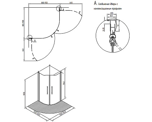 Душевой уголок Migliore Diadema 90x90 22681 профиль Золото стекло матовое