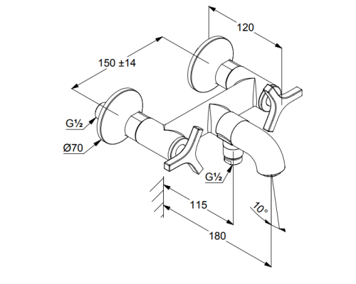Смеситель для ванны Kludi Nova Fonte 205400539 Хром