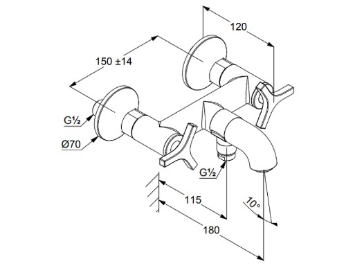 Смеситель для ванны Kludi Nova Fonte 205400539 Хром