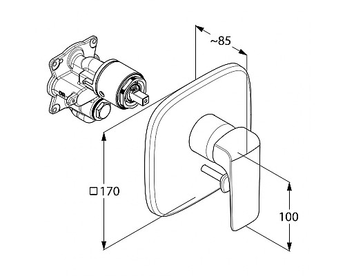 Встраиваемый смеситель для ванны и душа Kludi Ameo 416500575