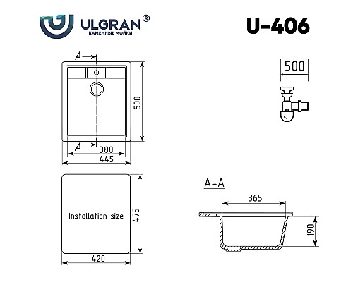 Кухонная мойка Ulgran Classic U-406-342 Графит