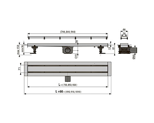 Душевой лоток AlcaPlast APZ13-DOUBLE9-850