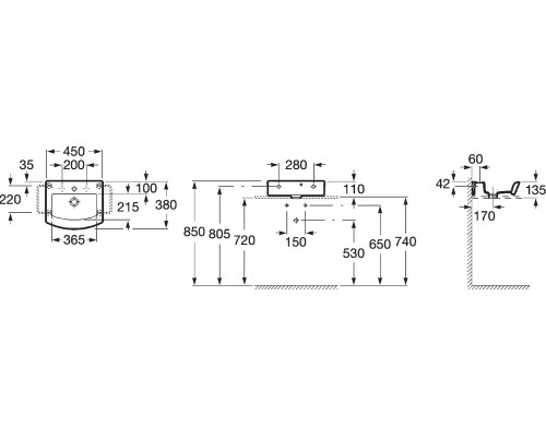 Раковина Roca Hall 45x38 327624000