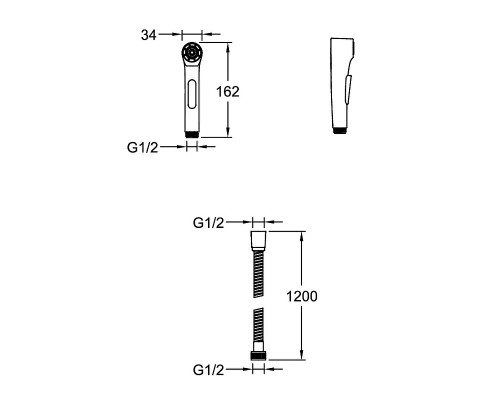 Гигиенический душ со смесителем Jacob Delafon Elate E25838-CP Хром