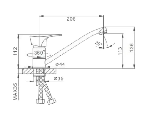 Смеситель для кухни Frap H14 F4214-B Хром