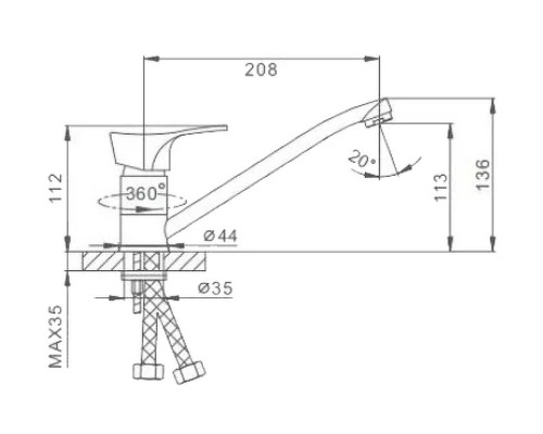 Смеситель для кухни Frap H14 F4214-B Хром