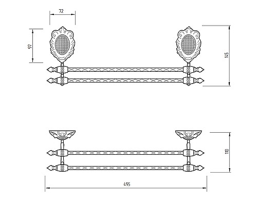 Полотенцедержатель Migliore Cleopatra 16644 двойной Бронза