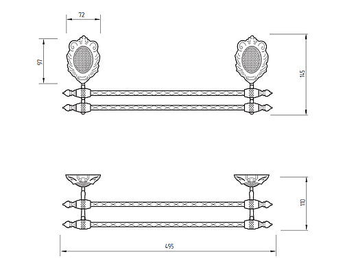 Полотенцедержатель Migliore Cleopatra 16644 двойной Бронза