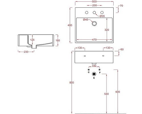 Раковина Artceram Quadro 50 QUL002 01 00 Белая глянцевая Раковина Artceram Quadro 50 QUL002 01 00 Белая глянцевая