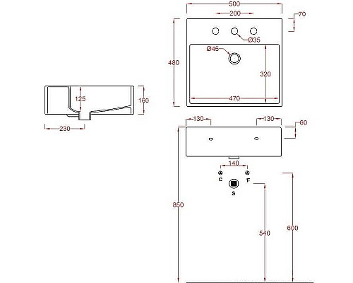 Раковина Artceram Quadro 50 QUL002 01 00 Белая глянцевая Раковина Artceram Quadro 50 QUL002 01 00 Белая глянцевая