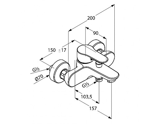 Однорычажный смеситель для ванны и душа Kludi Objekta 326530575