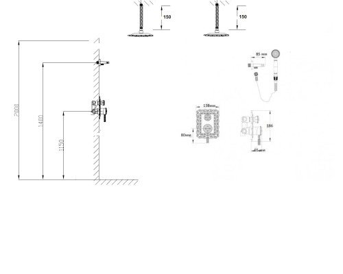 Душевой гарнитур Bronze de Luxe Windsor бронза