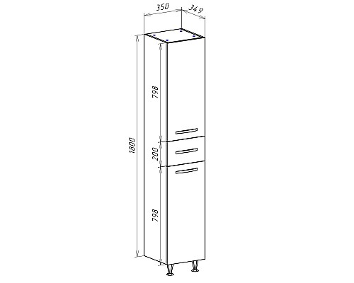 Шкаф пенал Bellezza Рокко 35 4623704090045 Черный Белый