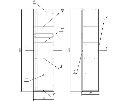 Шкаф пенал Cersanit Moduo 40 SB-SL-MOD/Wh подвесной Белый