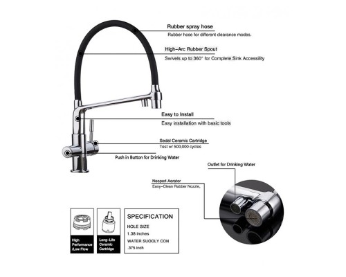 Смеситель для кухни Gappo G4398-7 Хром Черный