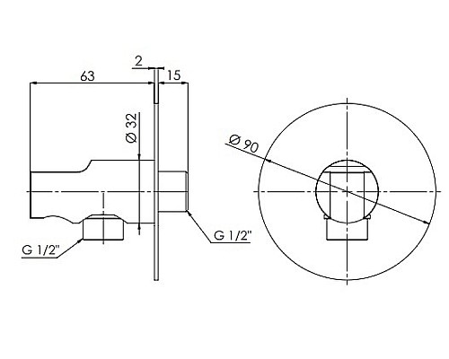 Шланговое подключение Remer 337X с держателем ручного душа Хром