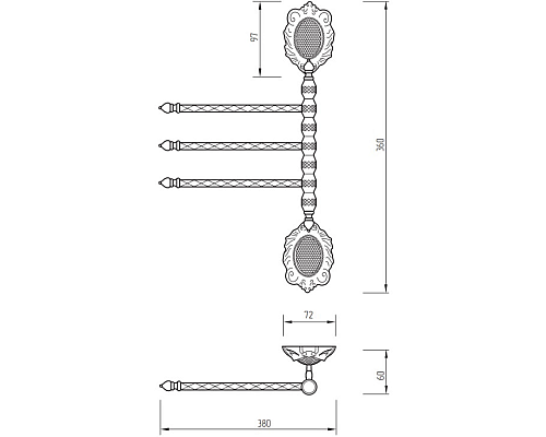 Полотенцедержатель Migliore Cleopatra 16645 поворотный Бронза