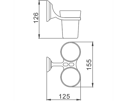 Стакан для зубных щеток Haiba HB1508 двойной Хром