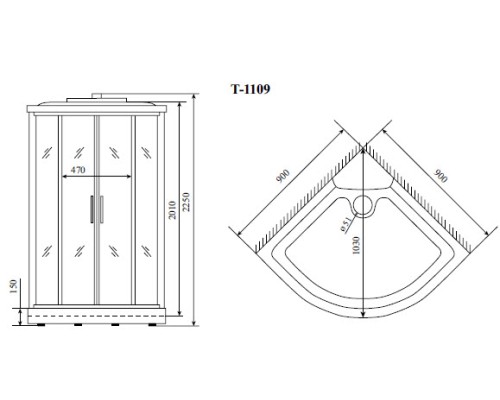 Душевая кабина Timo Standart 90x90 без гидромассажа