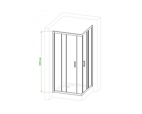 Душевой уголок Royal Bath HPD 100х100 RB100HPD-C-BL профиль Черный стекло матовое