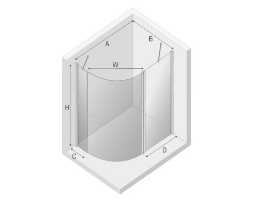 Душевое ограждение NEW TRENDY NEW SOLEO 100x80x195 (хром)