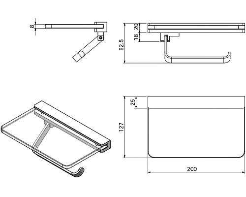 Держатель туалетной бумаги Langberger 32041B с полкой Хром