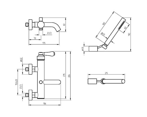 Смеситель для ванны Migliore Ermitage Mini 28590 Золото