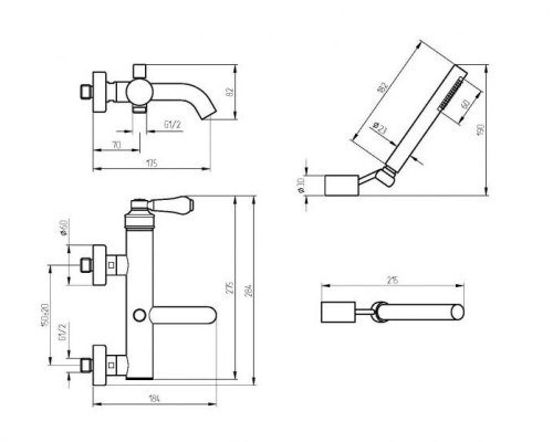 Смеситель для ванны Migliore Ermitage Mini 28590 Золото