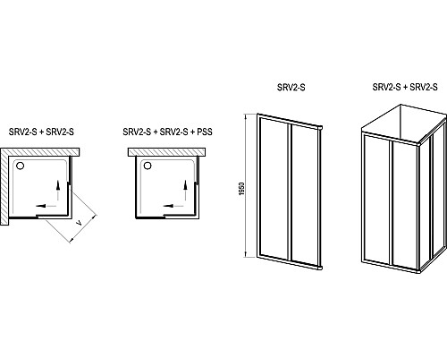 Душевая дверь Ravak Supernova SRV2-80 195 S 14V403O2ZG профиль Черный стекло Grape