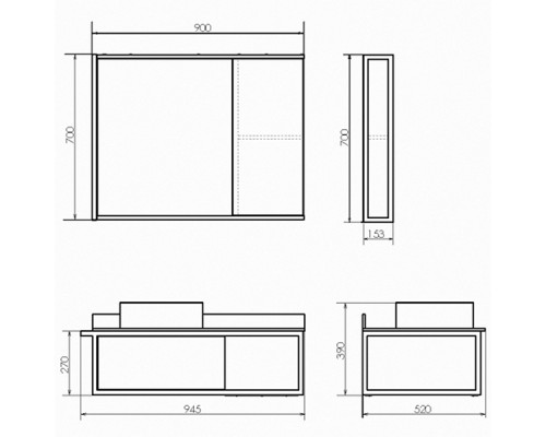 Зеркальный шкаф Comforty Лиссабон 90 00-00006136 Дуб темный