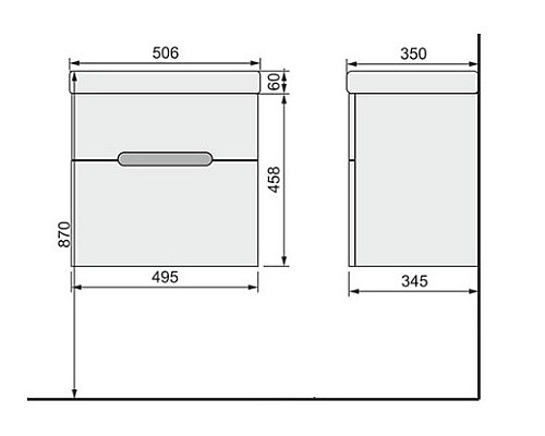 Тумба под раковину Jorno Moduo Slim 50 Mod.01.50/P/W подвесная Белый глянец