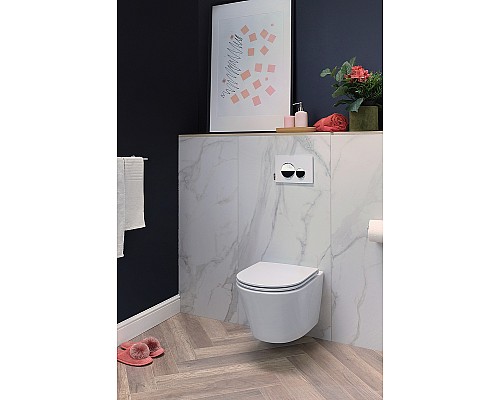 Клавиша смыва Jacob Delafon E20859-CP-MWH Хром глянцевый Белая матовая