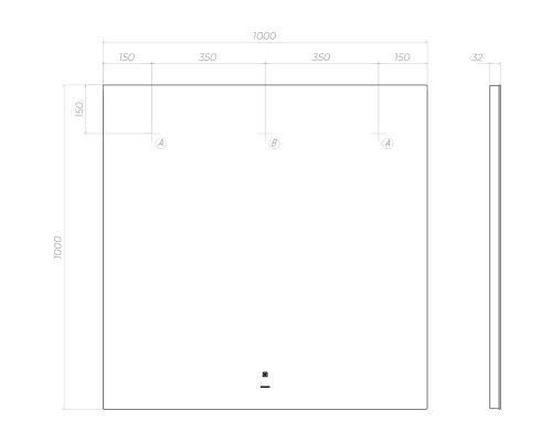 Зеркало Vigo Quadro Classic 100 с подсветкой с сенсорным выключателем